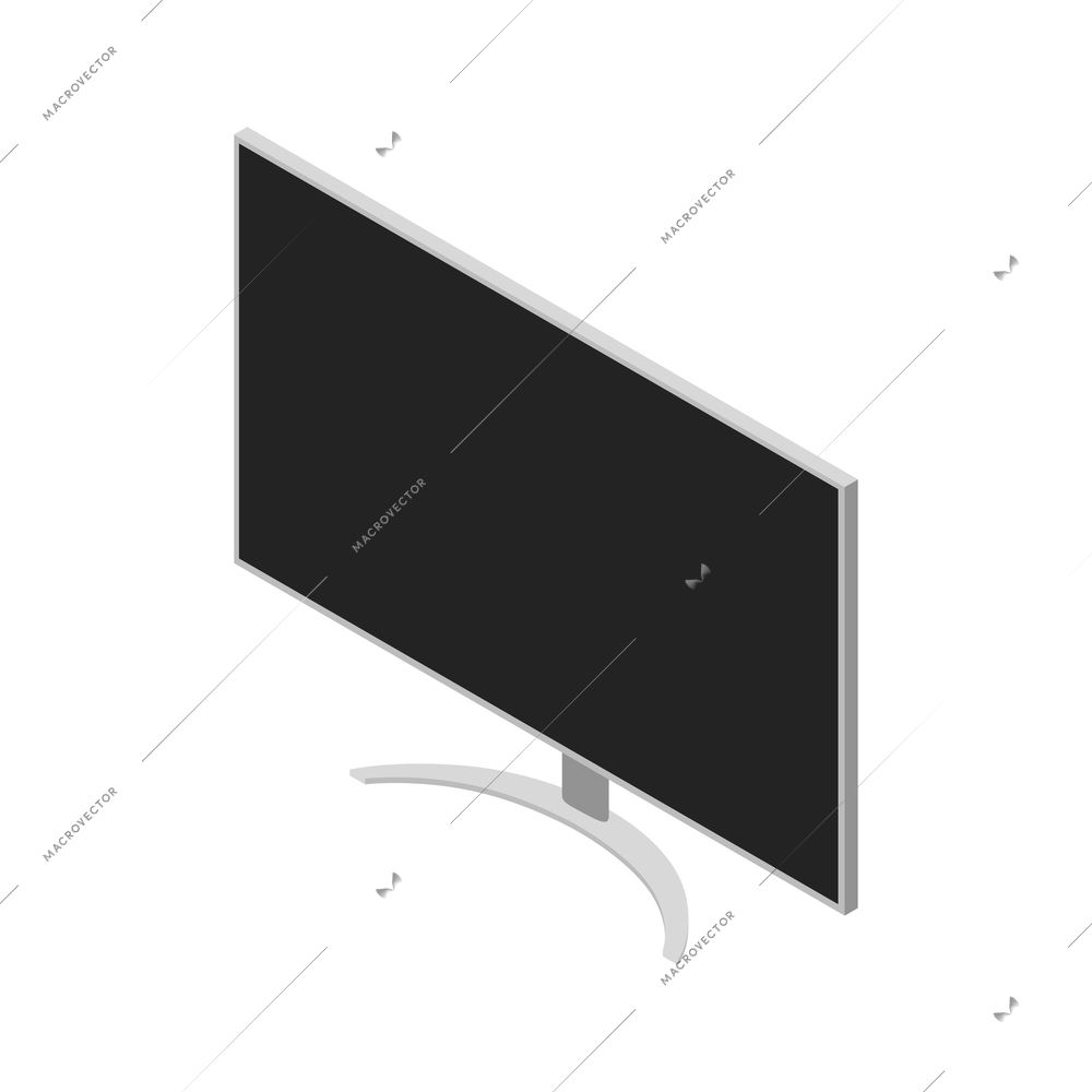 Isometric smart home TV with household appliances symbols vector illustration