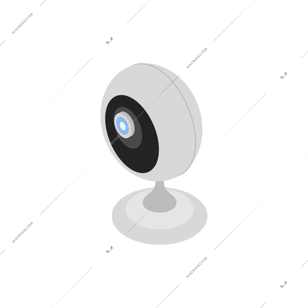 Isometric smart home camera with electronic gadget symbols vector illustration