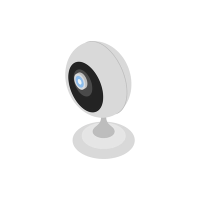 Isometric smart home camera with electronic gadget symbols vector illustration