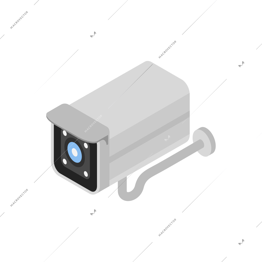 Isometric smart home camera with electronic gadget symbols vector illustration