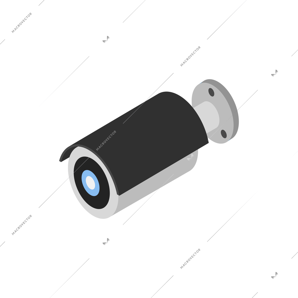 Isometric smart home camera with electronic gadget symbols vector illustration