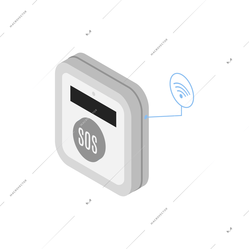 Isometric smart home alarm with electronic gadget symbols vector illustration