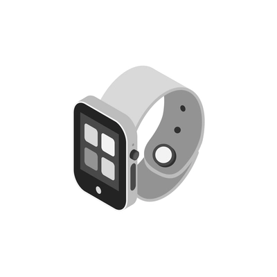Isometric smart watch with electronic appliances symbols vector illustration
