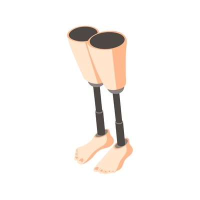 Leg prosthetics and injury treatment symbols isometric isolated vector illustration