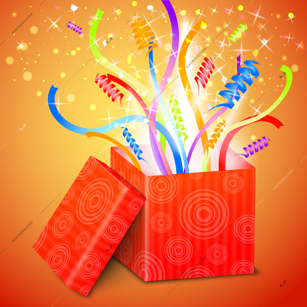 Open gift box with surprise vector illustration