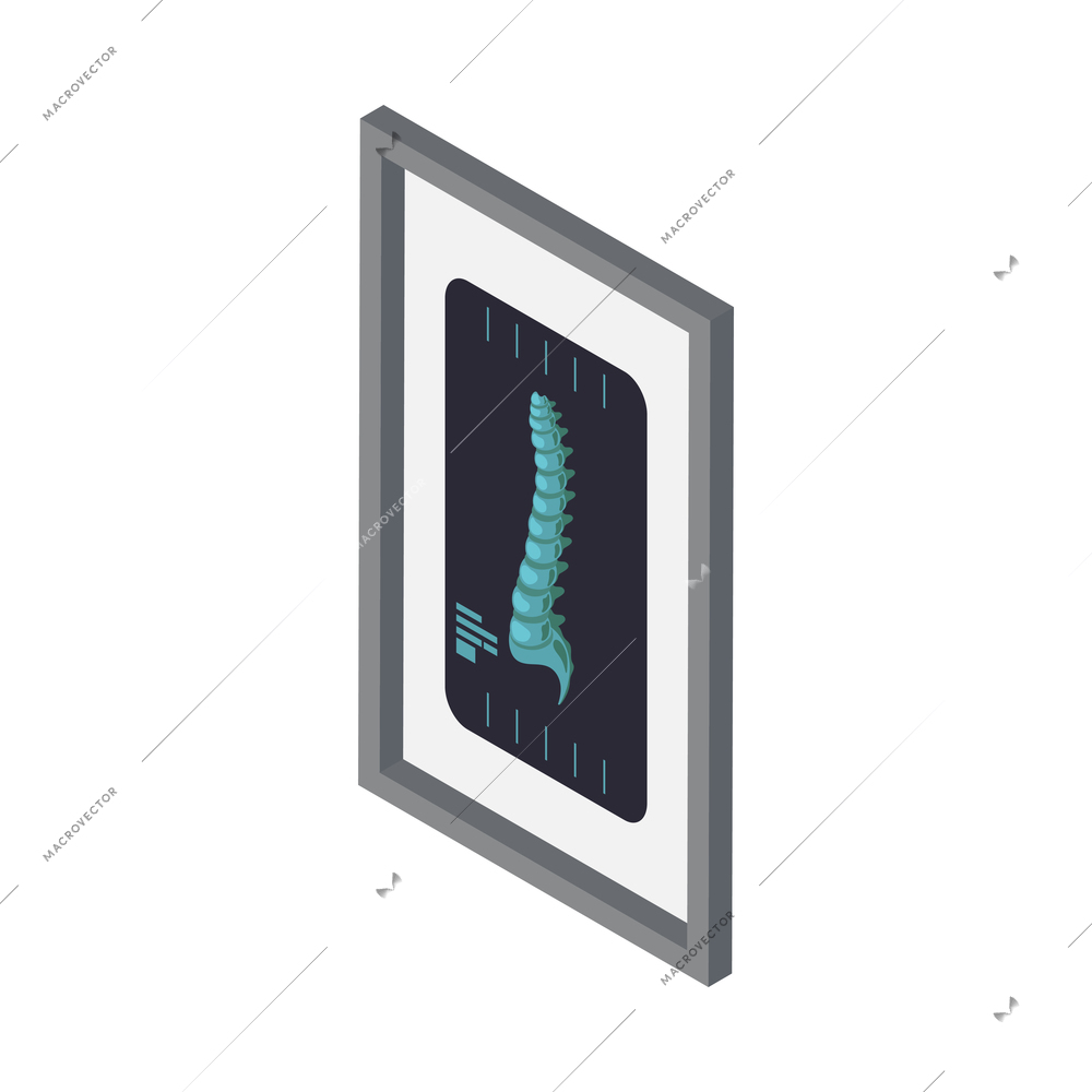 Spine orthopedics injury treatment symbols isometric isolated vector illustration