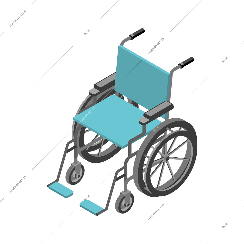 Wheelchair orthopedics equipment and injury treatment symbols isometric isolated vector illustration