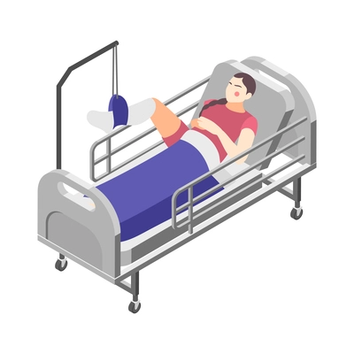 Orthopedics hospital with injury treatment symbols isometric isolated vector illustration