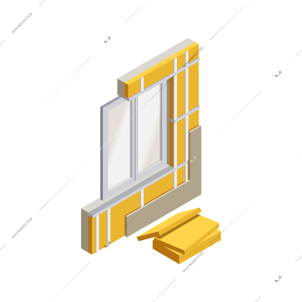 Eco friendly windows technology isometric vector illustration