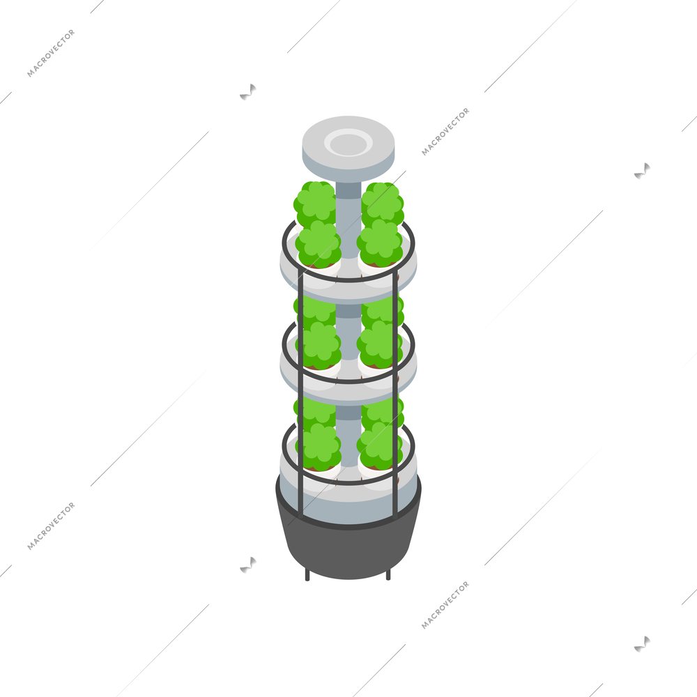 Eco friendly gardening technology isometric with alternative energy vector illustration