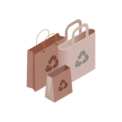 Eco friendly biodegradable bags technology isometric vector illustration