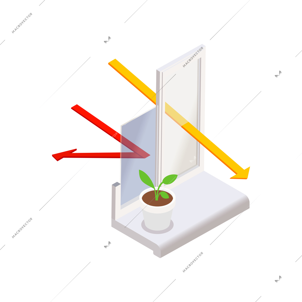 Eco friendly windows technology isometric vector illustration