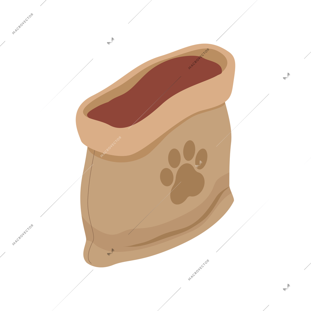 Pet food with donation and volunteering for shelters symbols isometric isolated vector illustration