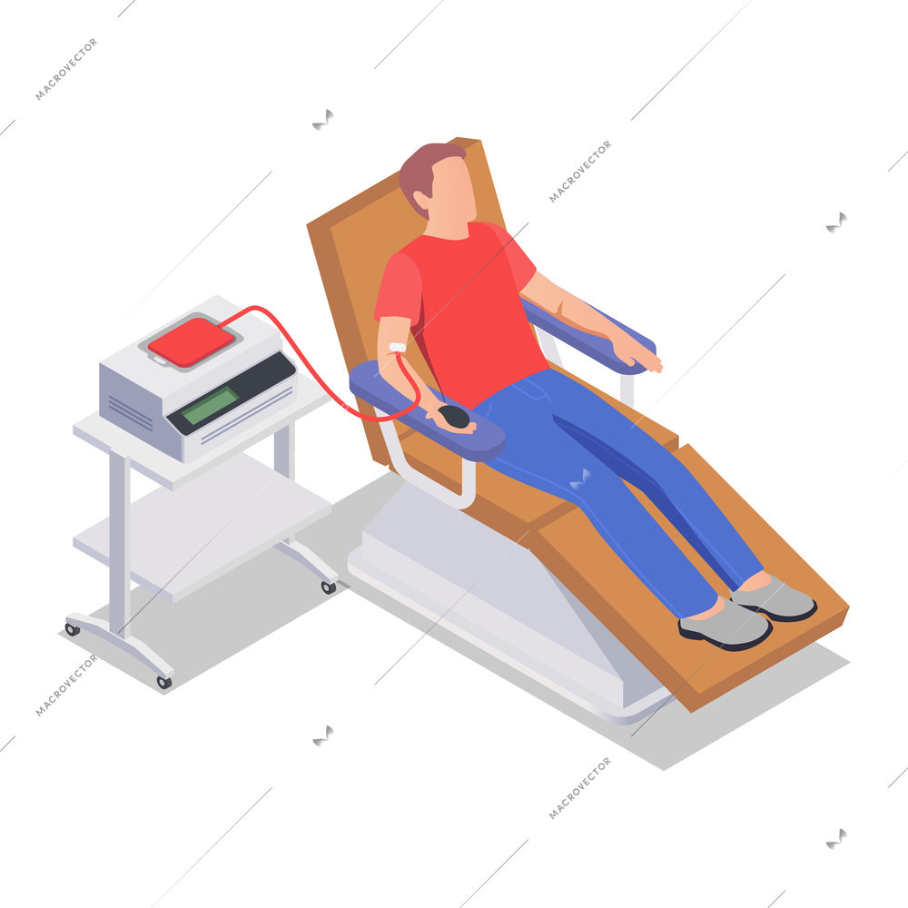 Medical charity with donation and volunteering symbols isometric isolated vector illustration