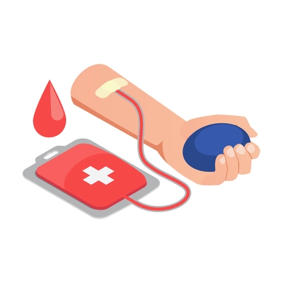 Blood donation and volunteering symbols isometric isolated vector illustration