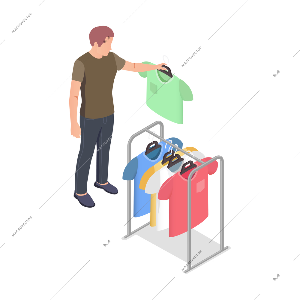 Clothes store with donation symbols isometric isolated vector illustration