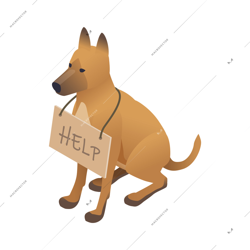 Charity for dogs with donation and volunteering symbols isometric isolated vector illustration