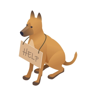 Charity for dogs with donation and volunteering symbols isometric isolated vector illustration