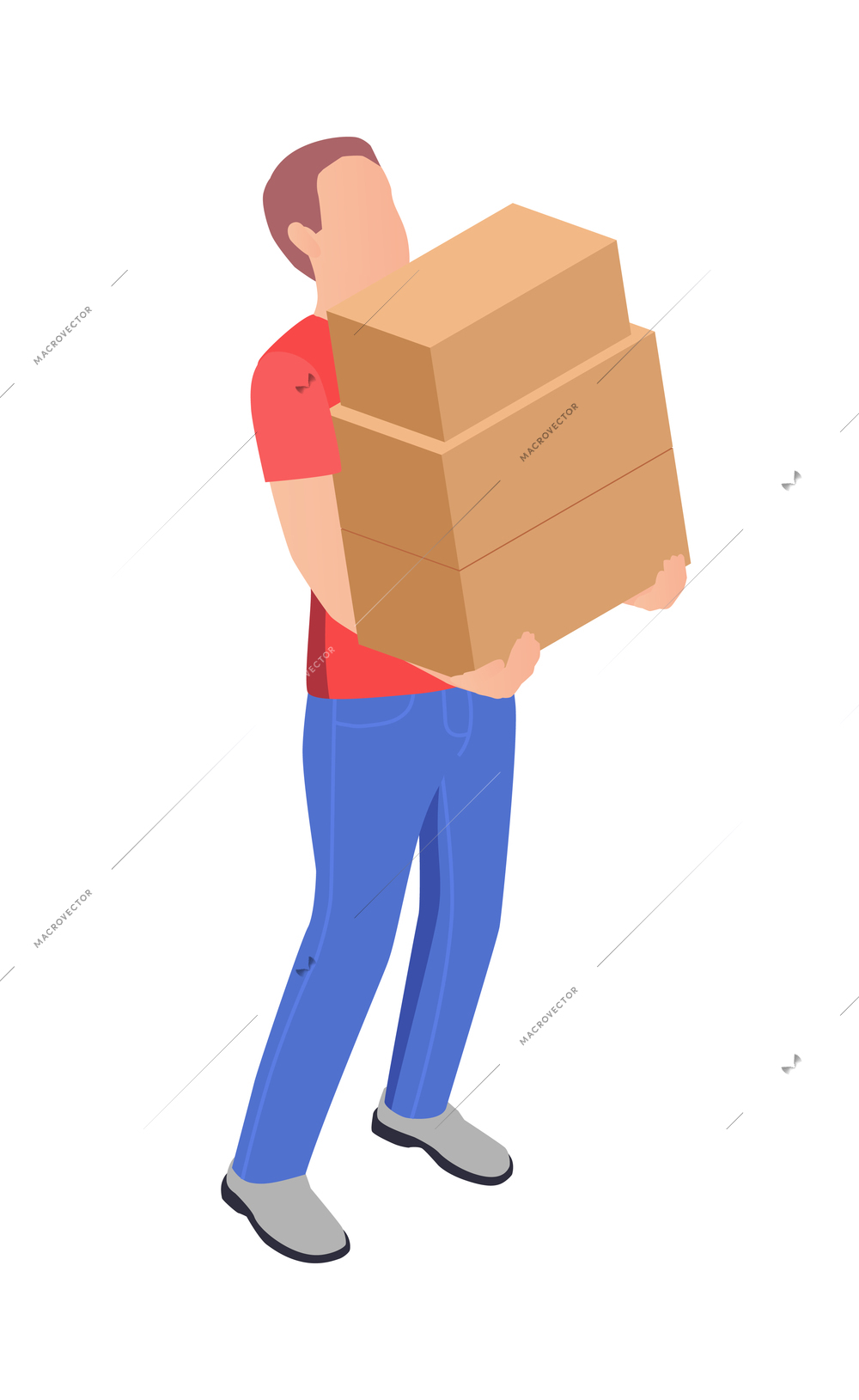 Carrying boxes with donation and volunteering symbols isometric isolated vector illustration