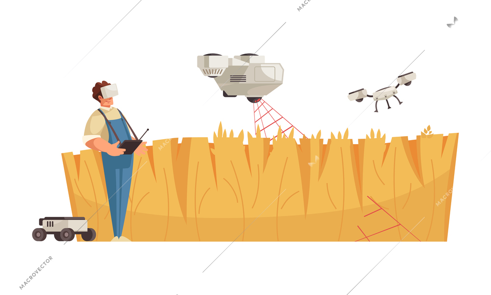 Smart farm and clean energy work vector illustration