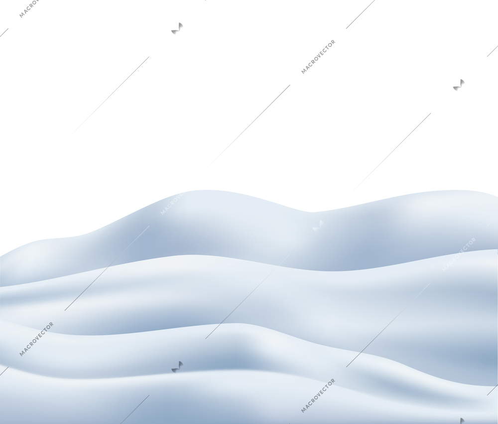 Snow wavy snowdrift with winter symbols realistic vector illustration