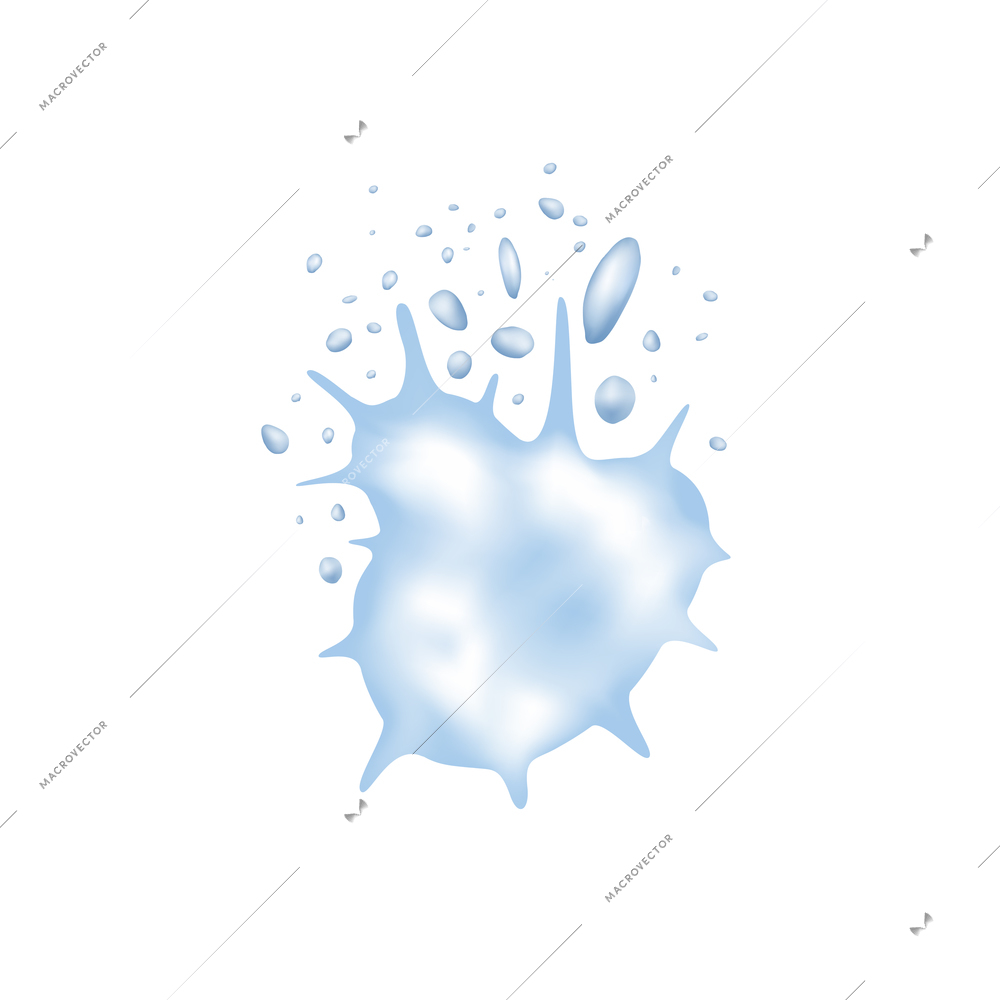 Snow exploding bursting splats with winter symbols realistic vector illustration