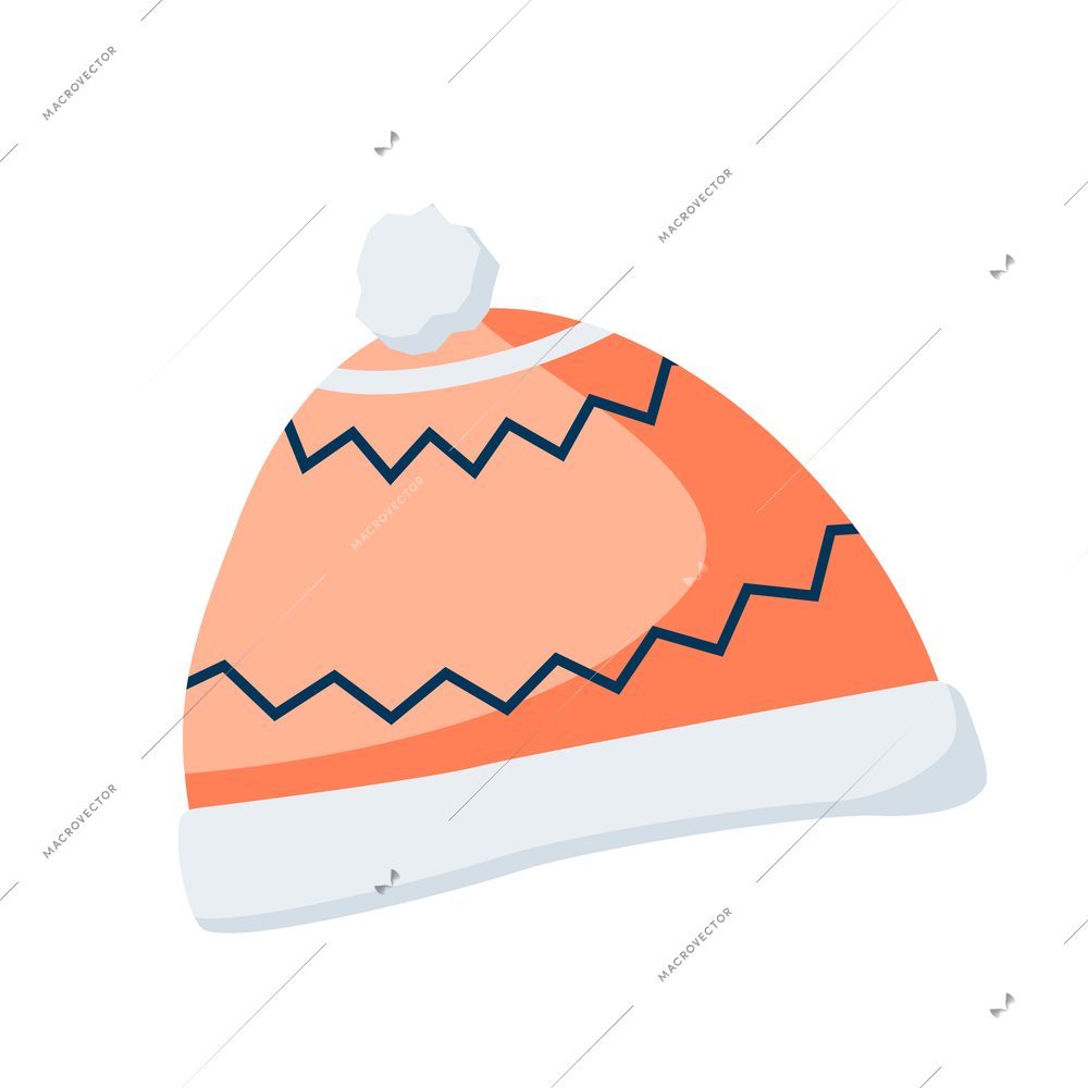 Cozy winter hat for comfort and warmth flat recolor vector illustration