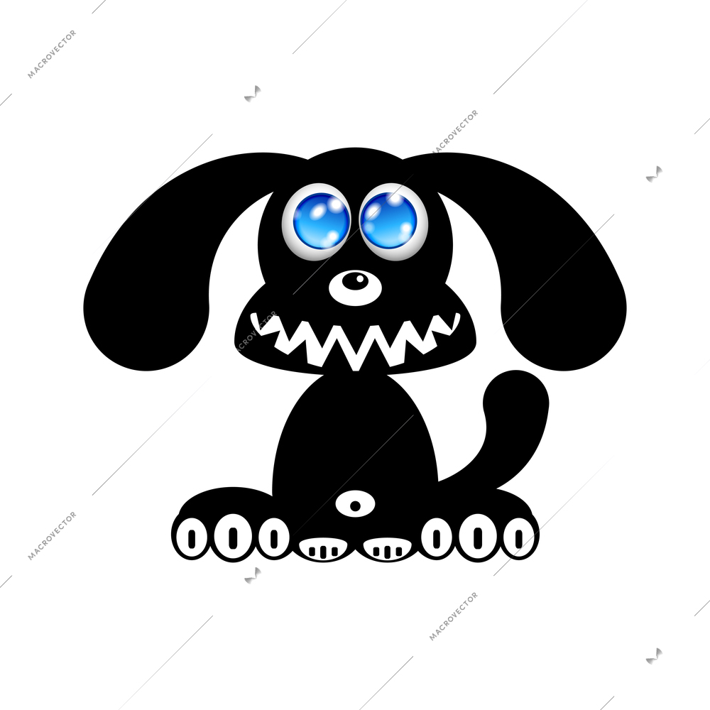 Happy Puppy Dog Silhouette Vector Illustration