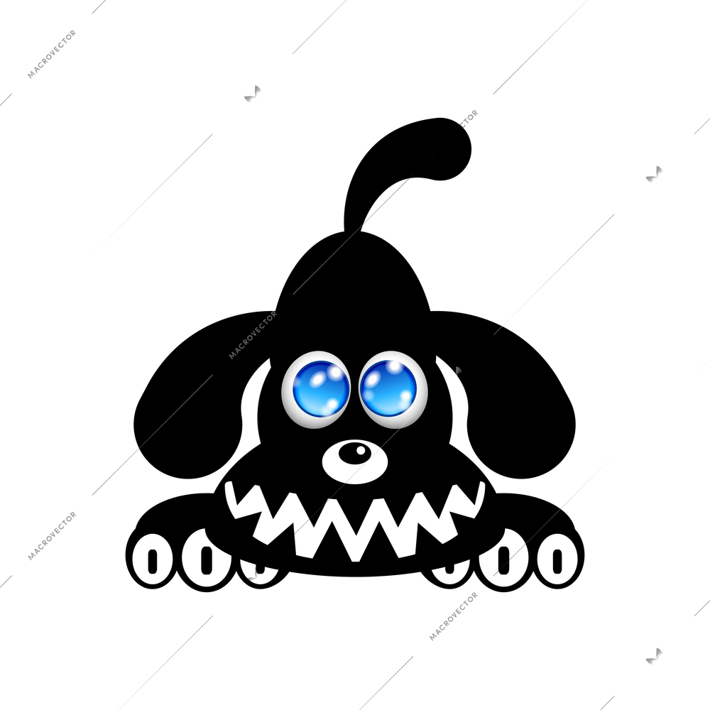 Happy Puppy Dog Silhouette Vector Illustration