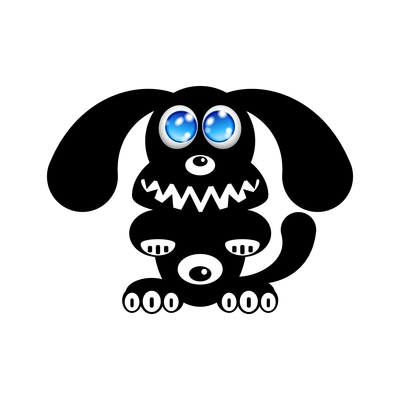 Happy Puppy Dog Silhouette Vector Illustration