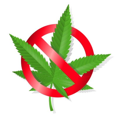 Stop marijuana sign isolated vector illustration. Editable EPS and Render in JPG format