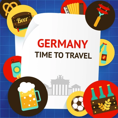 Germany berlin tourist attractions time to travel background template vector illustration