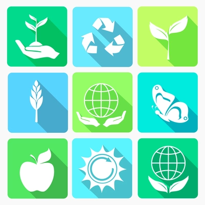 Ecology environmental renewable energy icons set isolated vector illustration