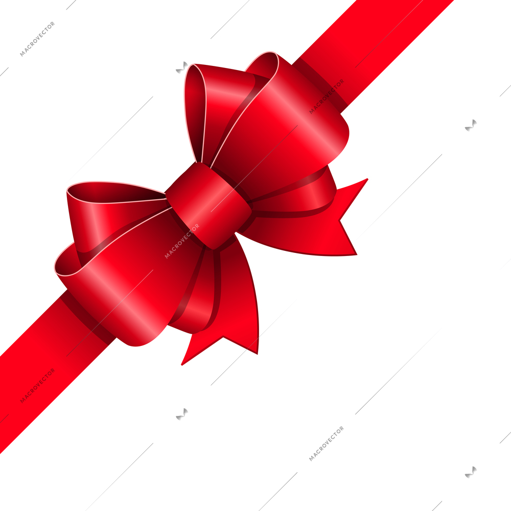 Red ribbon bow gift design element vector illustration