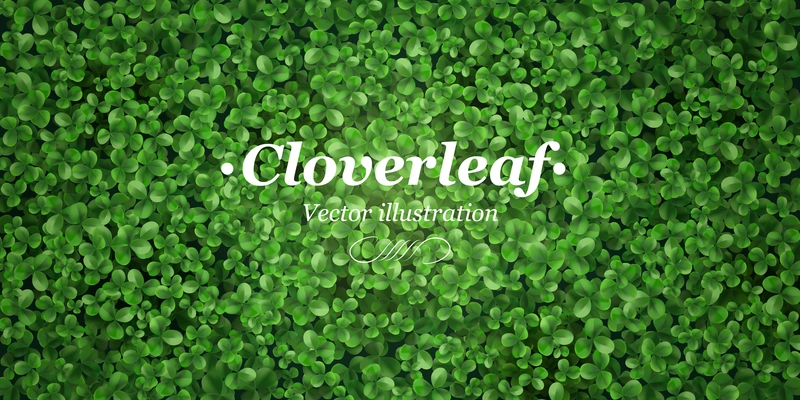 Green ground cover plants grass background title header poster with clover leaves realistic top view vector illustration