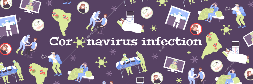 Coronavirus seamless pattern with medical staff testing for infection people observed quarantine patients needed in artificial lung ventilation vector illustration