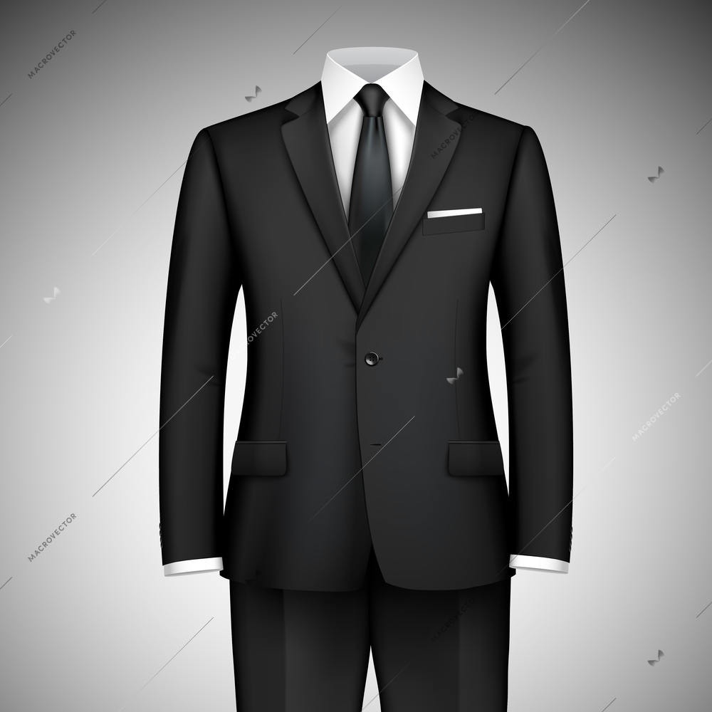 Black modern style boss businessman classic office suit with shirt and tie vector illustration