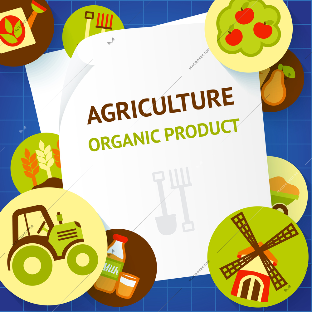 Farm fresh natural products organic agriculture food background template vector illustration