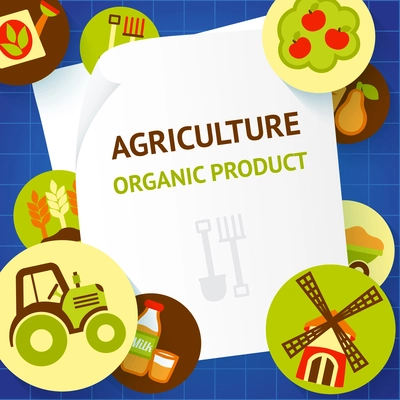 Farm fresh natural products organic agriculture food background template vector illustration