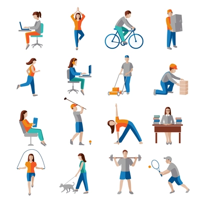 Physical activity healthy lifestyle icons set isolated vector illustration.