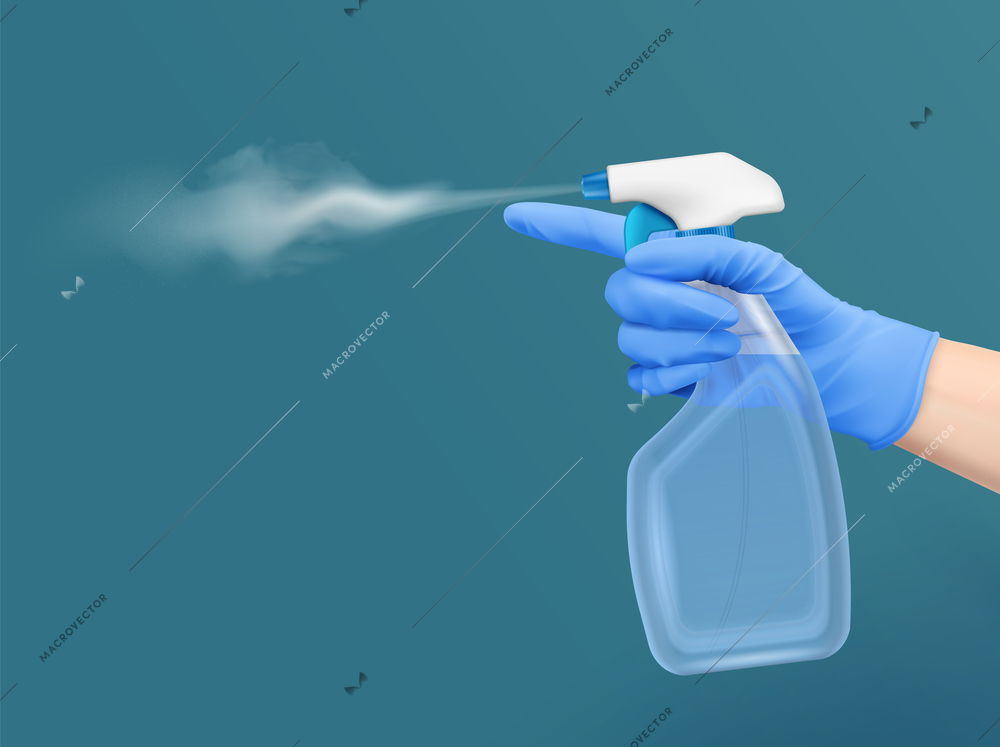 Household spray for cleaning dirt and dust realistic background vector illustration