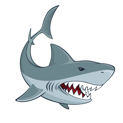 Angry shark sign isolated sign vector illustration