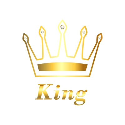 Golden king crown with realistic diamonds vector illustration