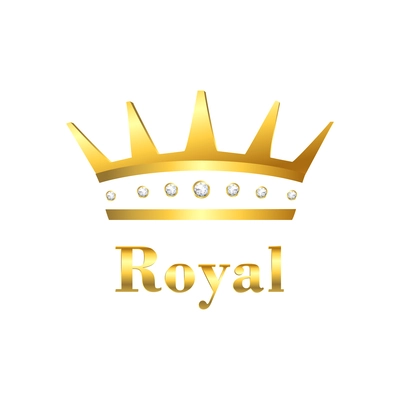 King or queen royal crown sign with realistic gem stones on white background vector illustration