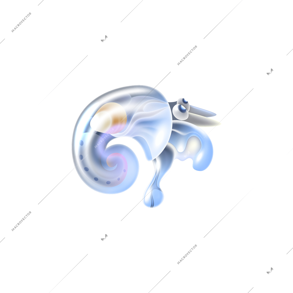 Colored icon of marine plankton on white background realistic vector illustration