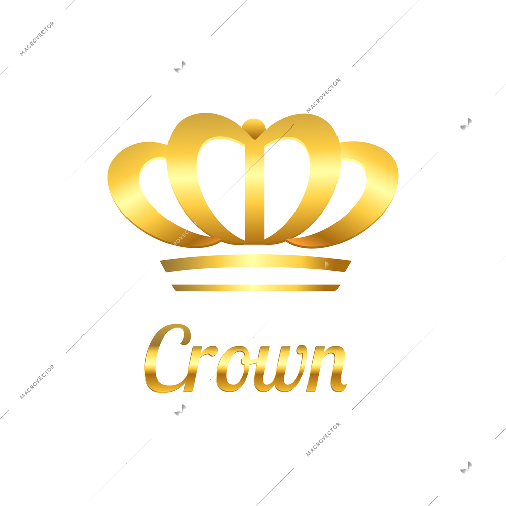 Realistic golden crown and text on white background vector illustration