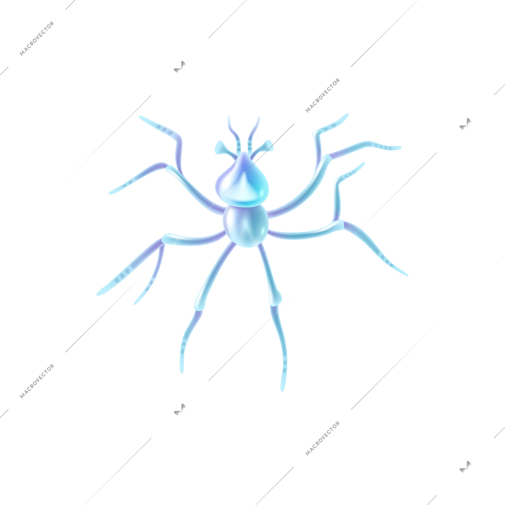 Blue color zooplankton organism realistic icon vector illustration