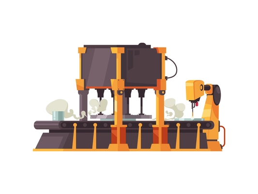 Flat design automatic robotic conveyor belt on white background vector illustration