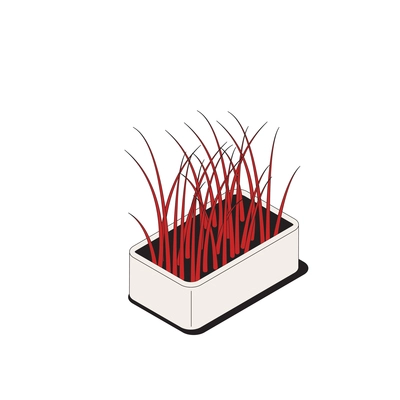 Grass in pot for cats and other pets 3d isometric icon vector illustration