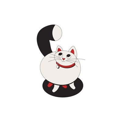 Adorable funny cat with big tail on white background 3d isometric vector illustration